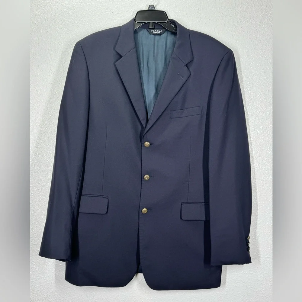 Jos. A. Bank Classic Navy Blazer Sport Coat 42L 100% Wool